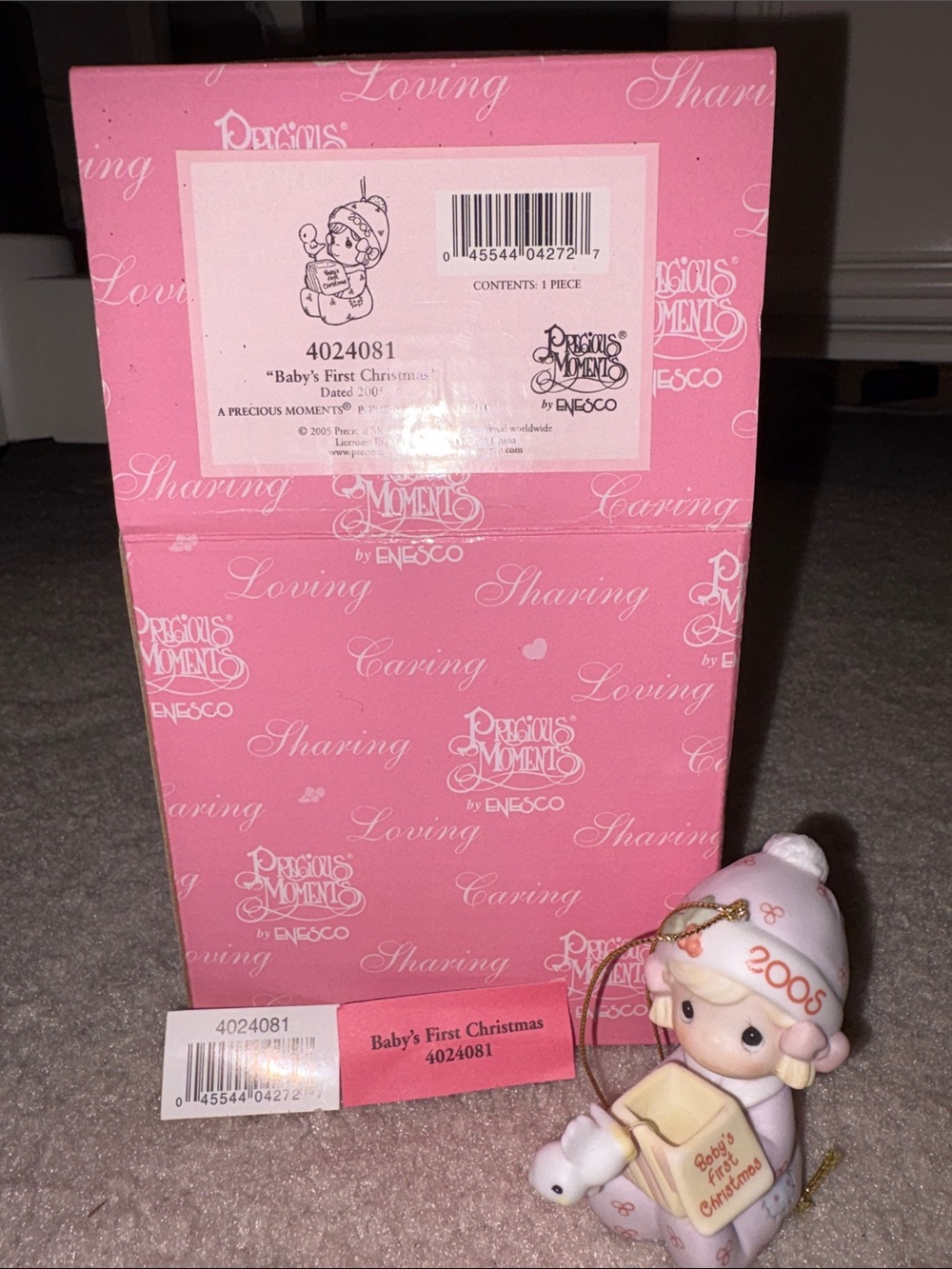 Precious Moments Pink Baby's First Christmas Ornament 2005